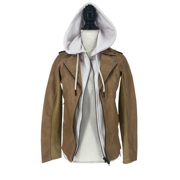 Jakett Hannah Patina Leather Jacket With White Hood - Picture 2 of 16